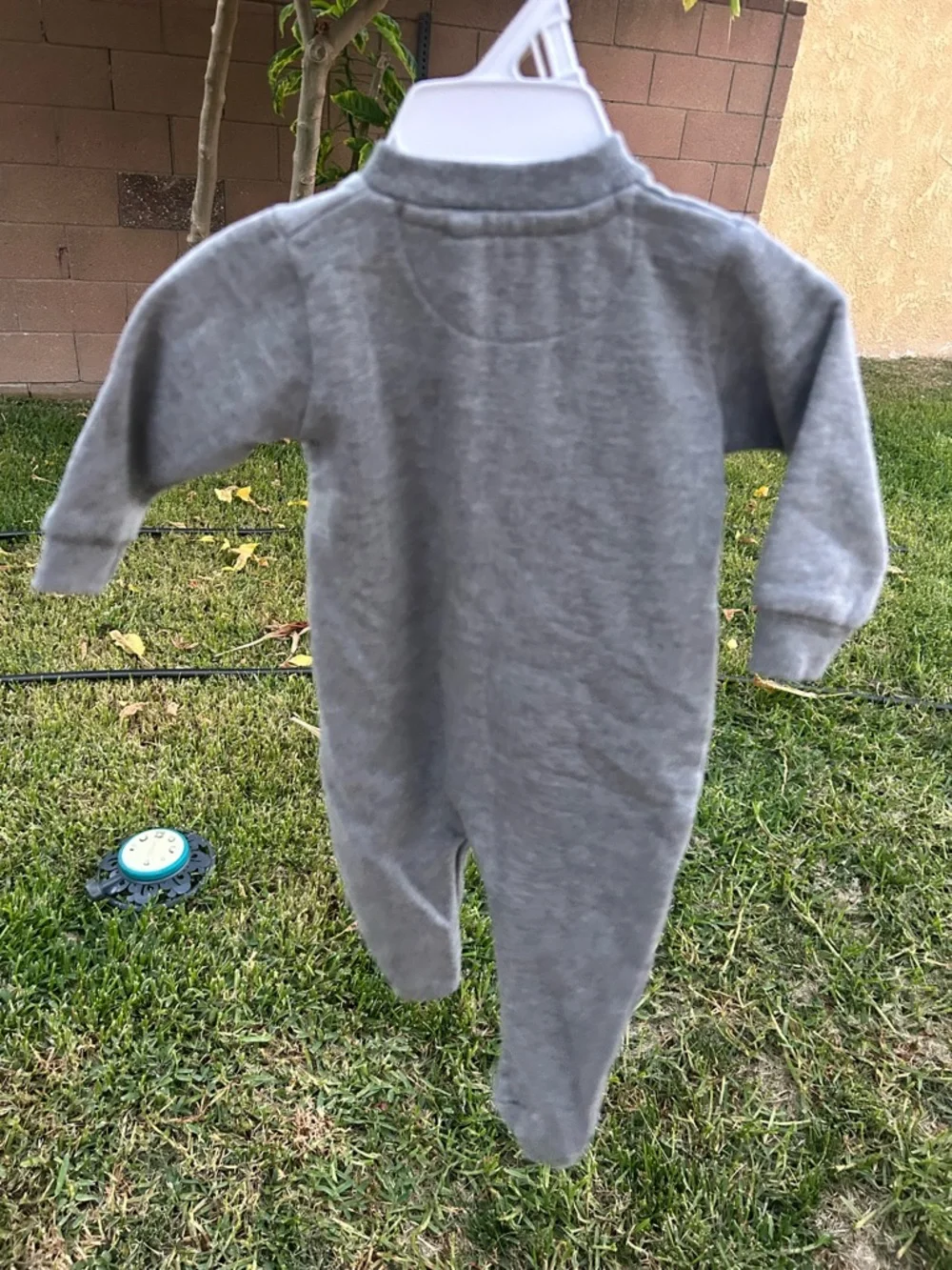 Diesel Grey Baby One-Piece Footed Sleeper with White Side Print